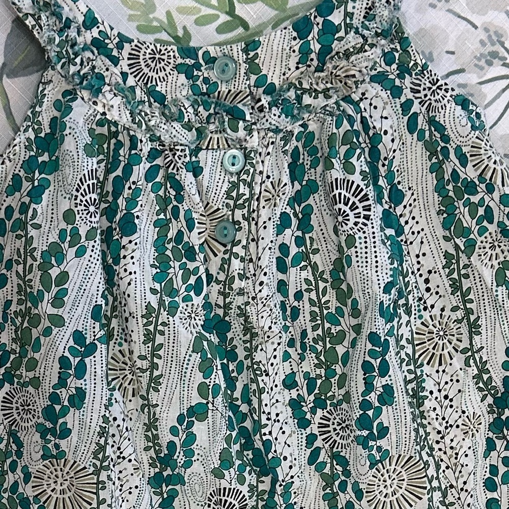 Rabbit Moon Toddler Girl Bohemian Floral Print Ruffle Sleeveless Blouse 4T - Picture 6 of 16